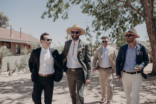 spring wedding guests walking to the wedding reception
