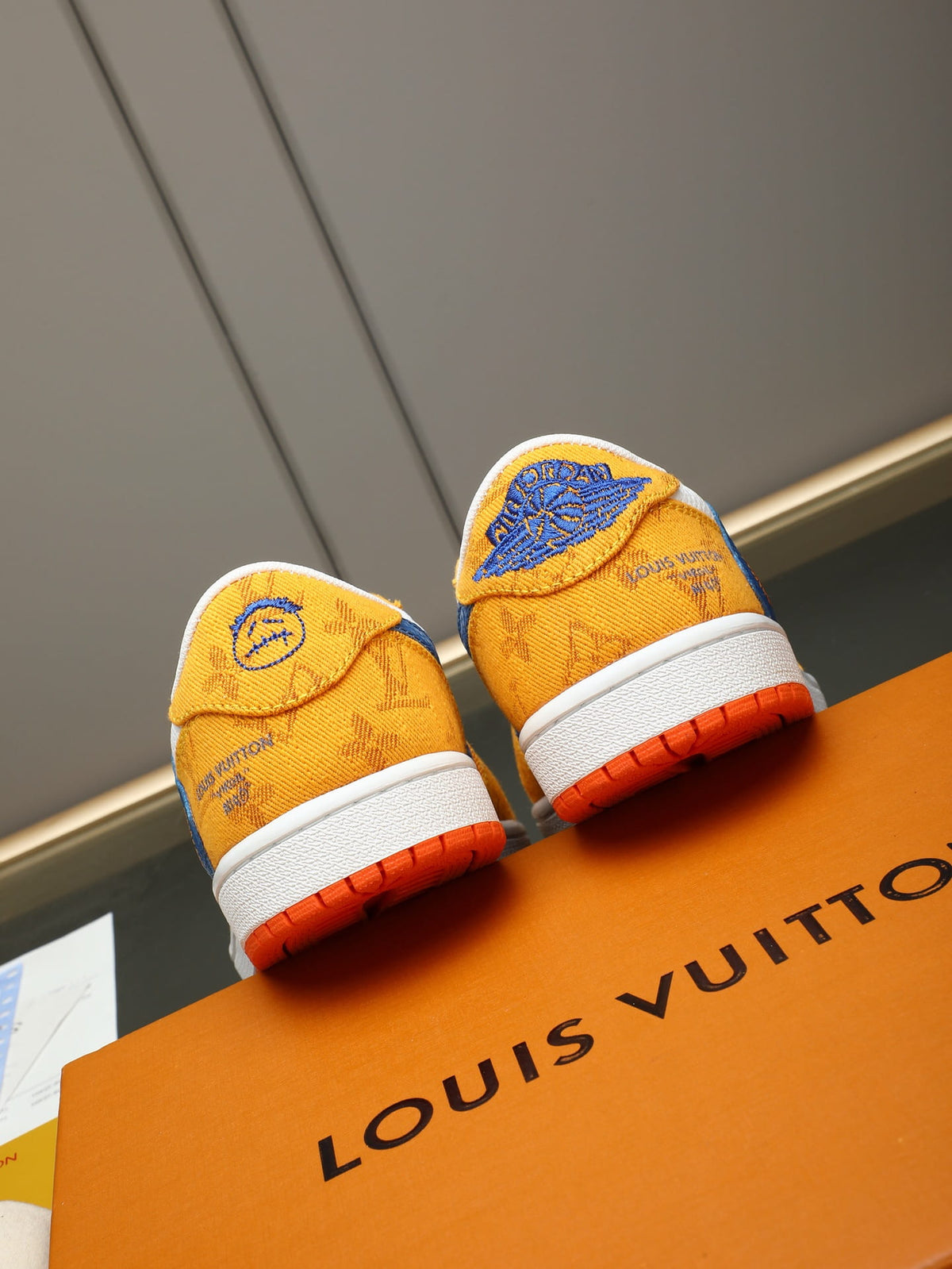 Air Jordan 1 Low Travis Scott Canary x Louis Vuitton Yellow & Blue Sneakers