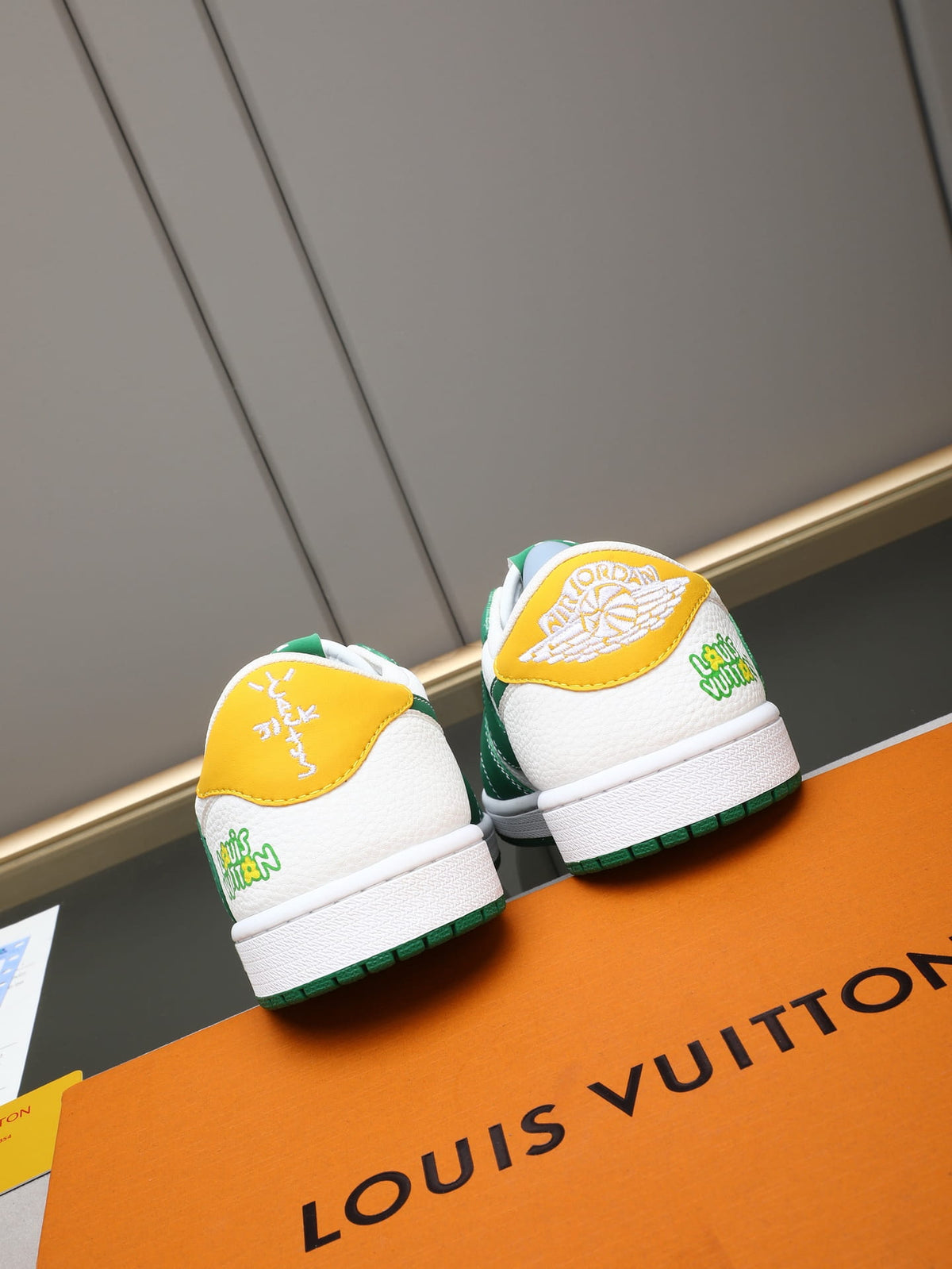 Air Jordan 1 Low Travis Scott x Louis Vuitton Green & White Sneakers