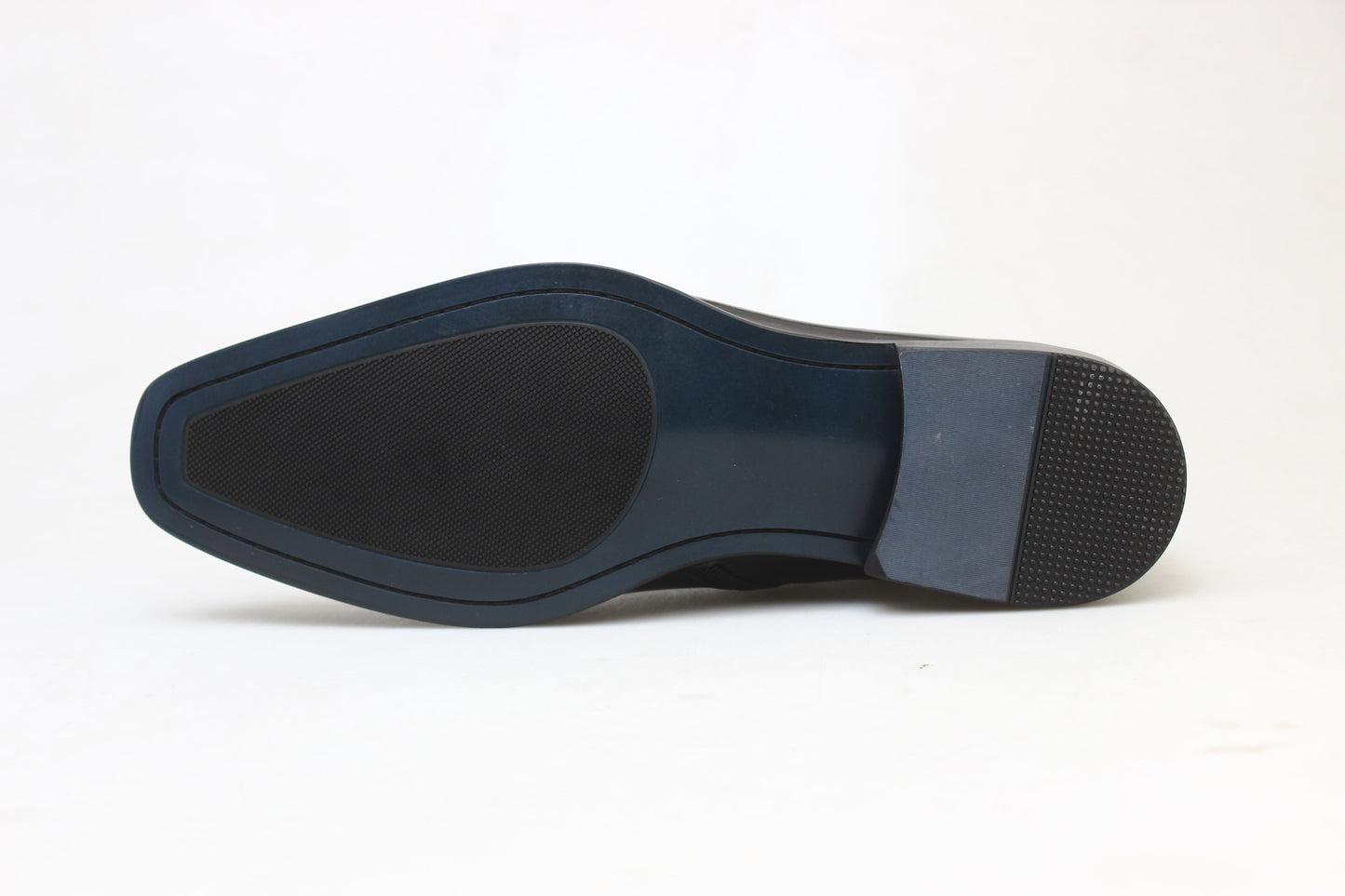 A pair of polished black leather Chelsea boots with a sleek design, ideal for formal wear and business occasions.