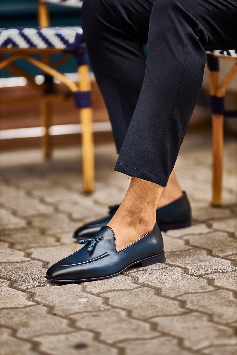Navy Tassel Horizon Loafers