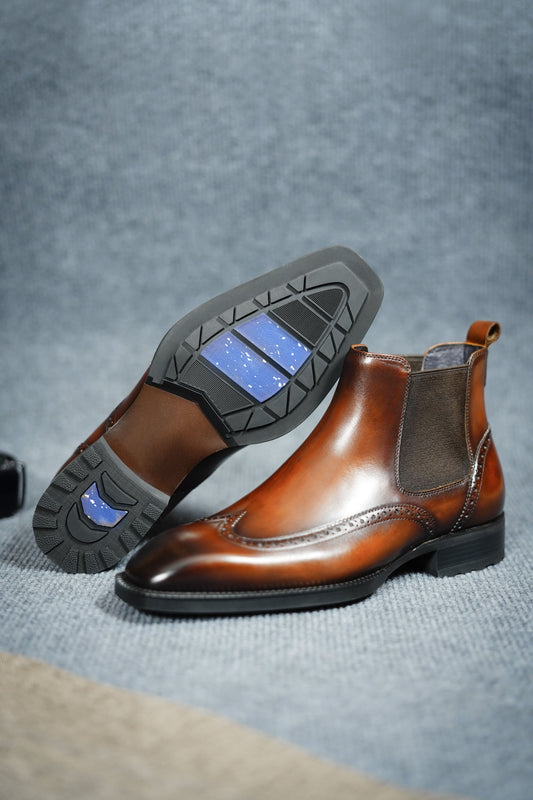 Chestnut Prestige Brogue Chelsea Boot