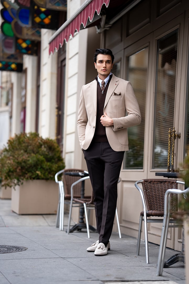 Men’s Beige Single-Breasted Blazer