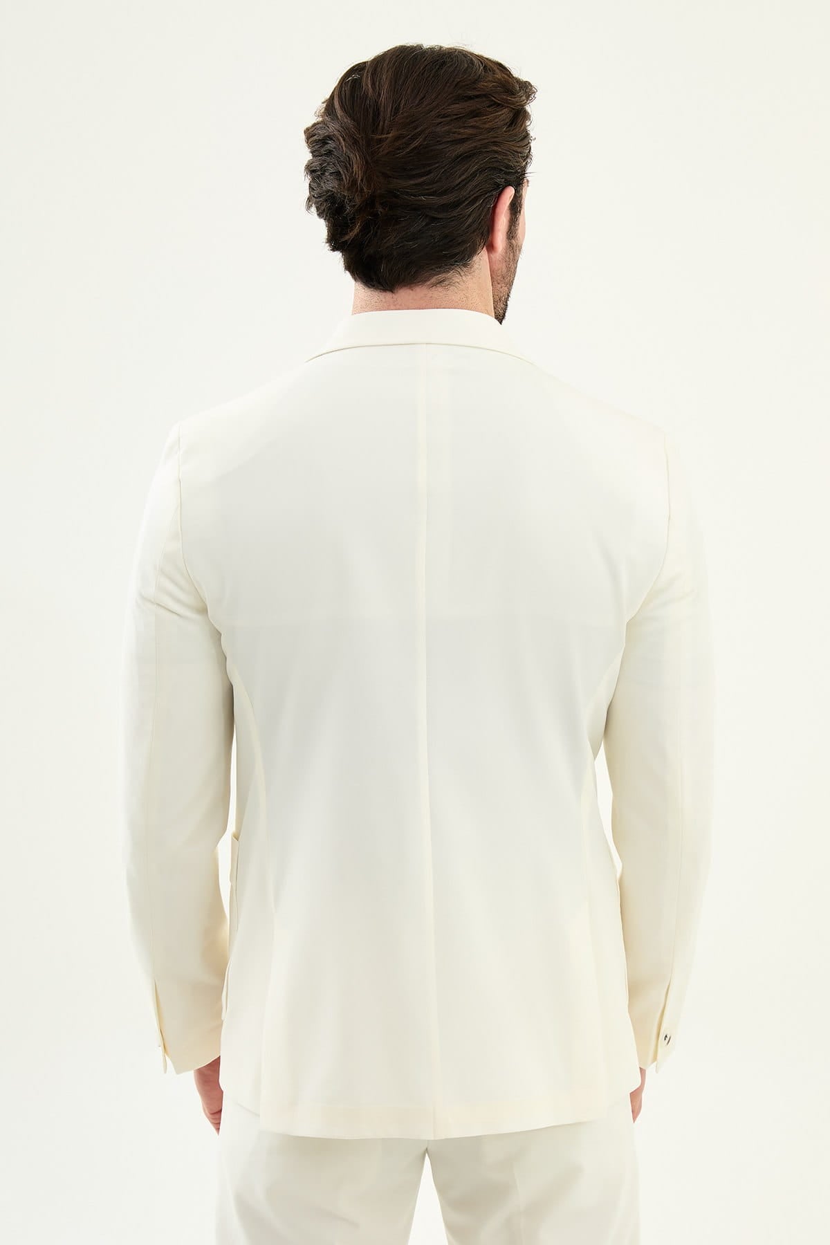 Ecru Slim Fit Stretch Sport Jacket Blazer