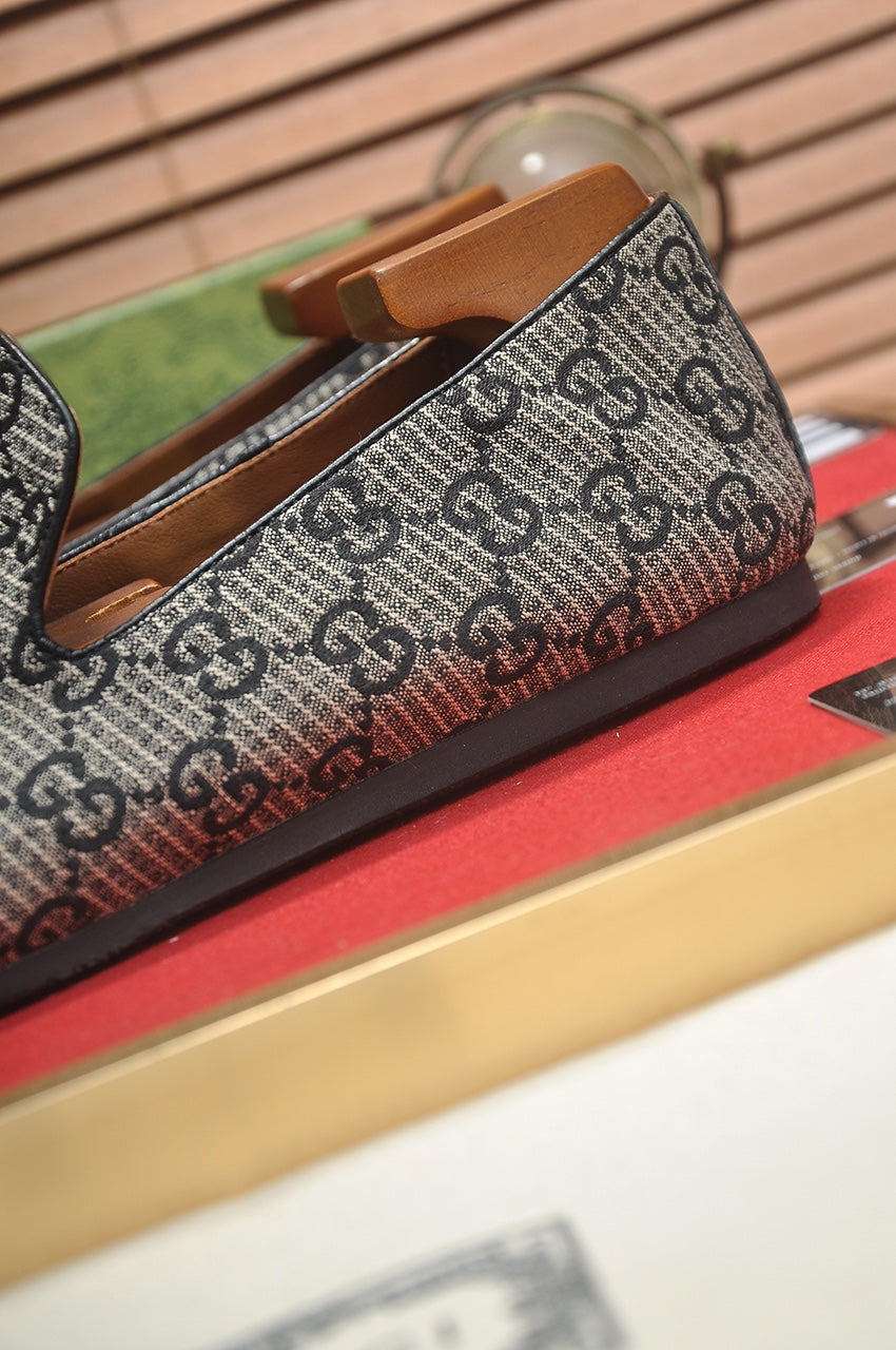 Gucci Cupertino Black & Grey GG Canvas Loafer.