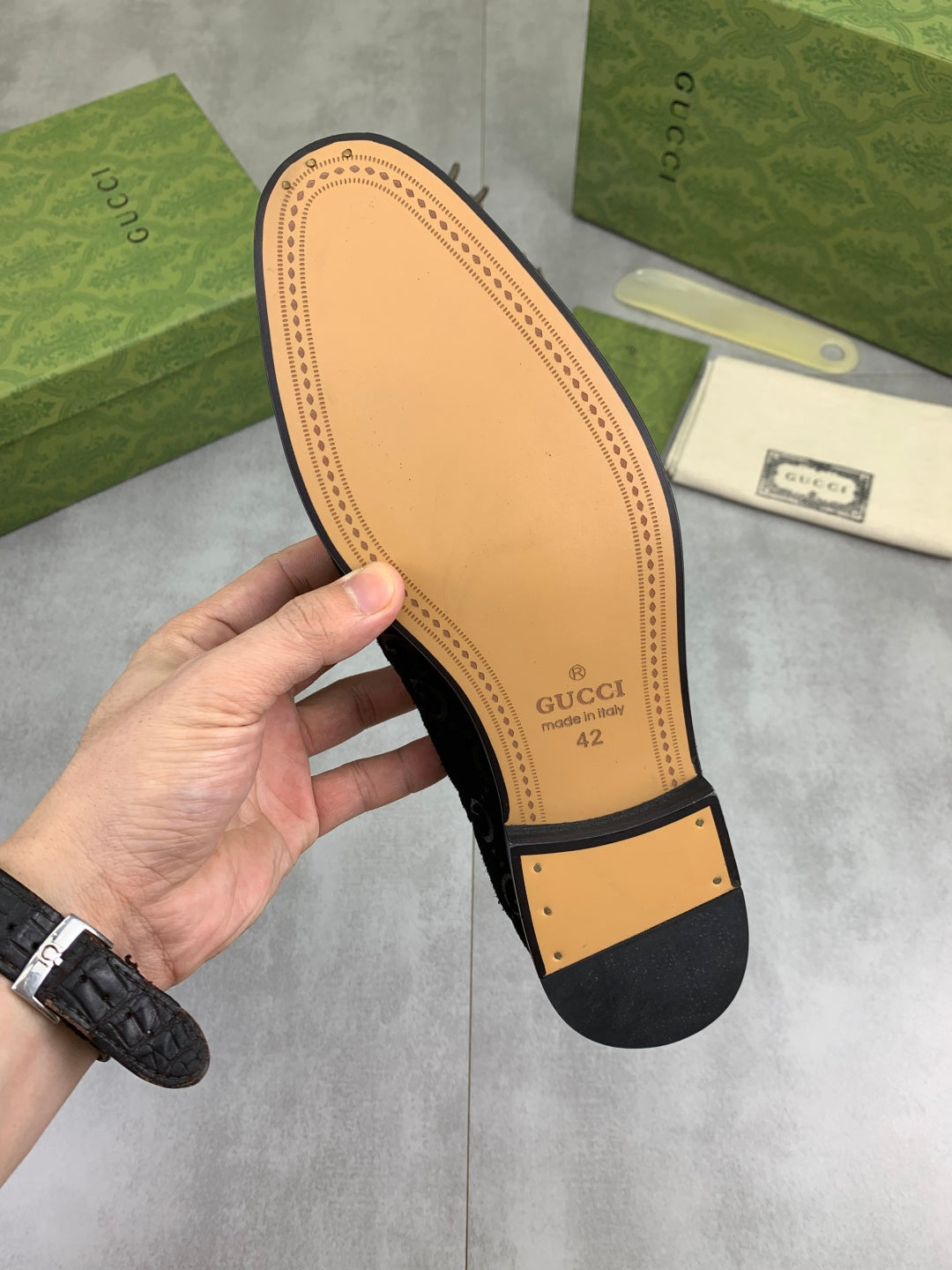 Gucci Jordaan GG Velvet Black Loafers