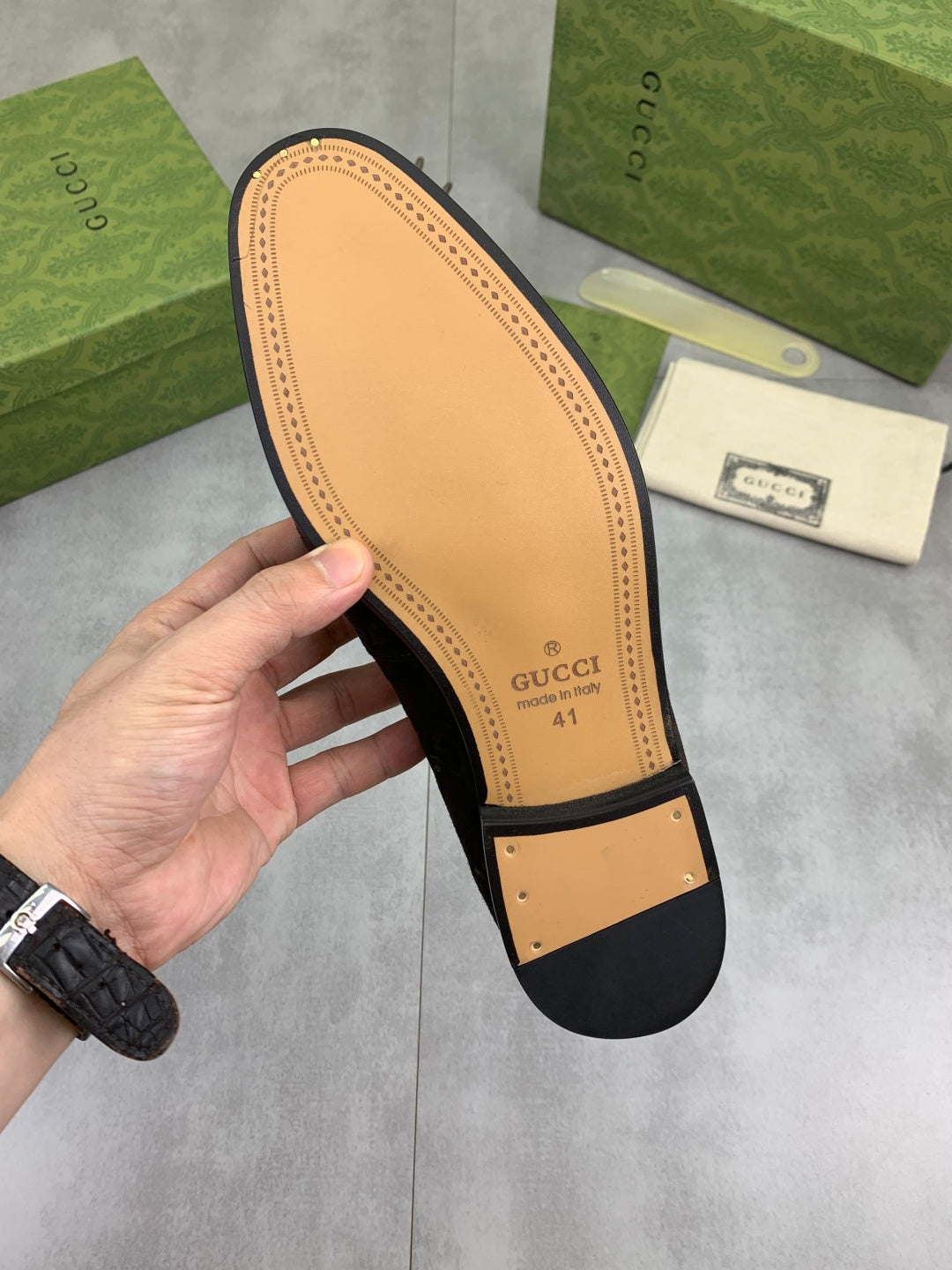 Gucci Jordaan GG Velvet Dark Brown Loafers