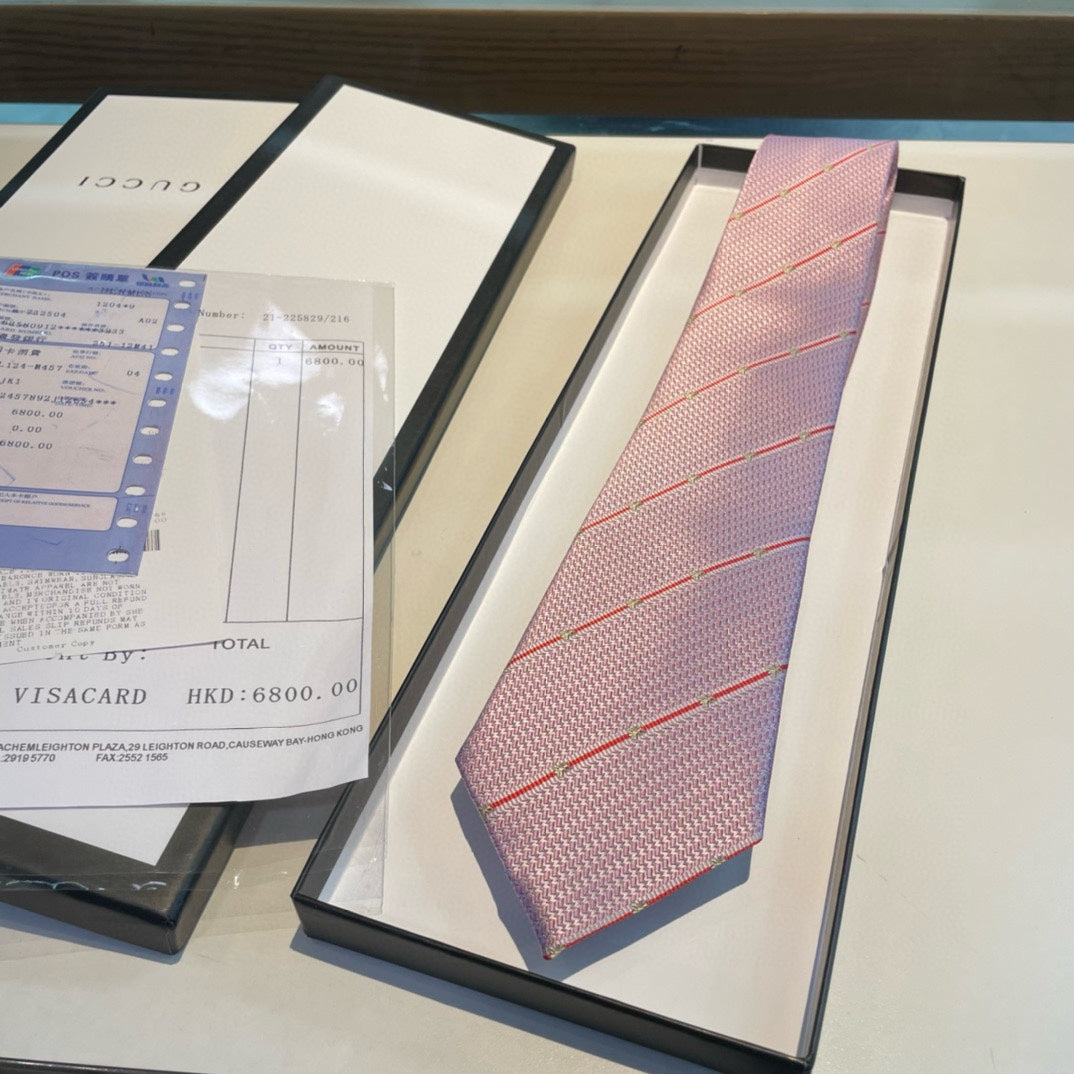 Gucci Pastel Pink Luxe Silk Tie