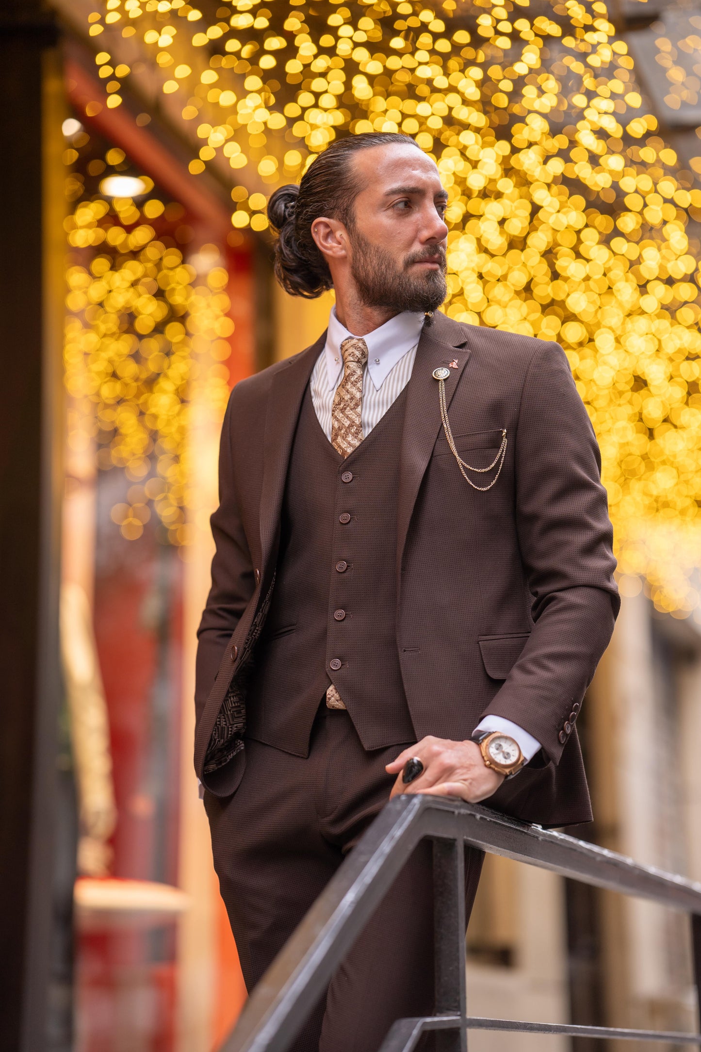 Espresso Elegance Slim Fit Brown Suit