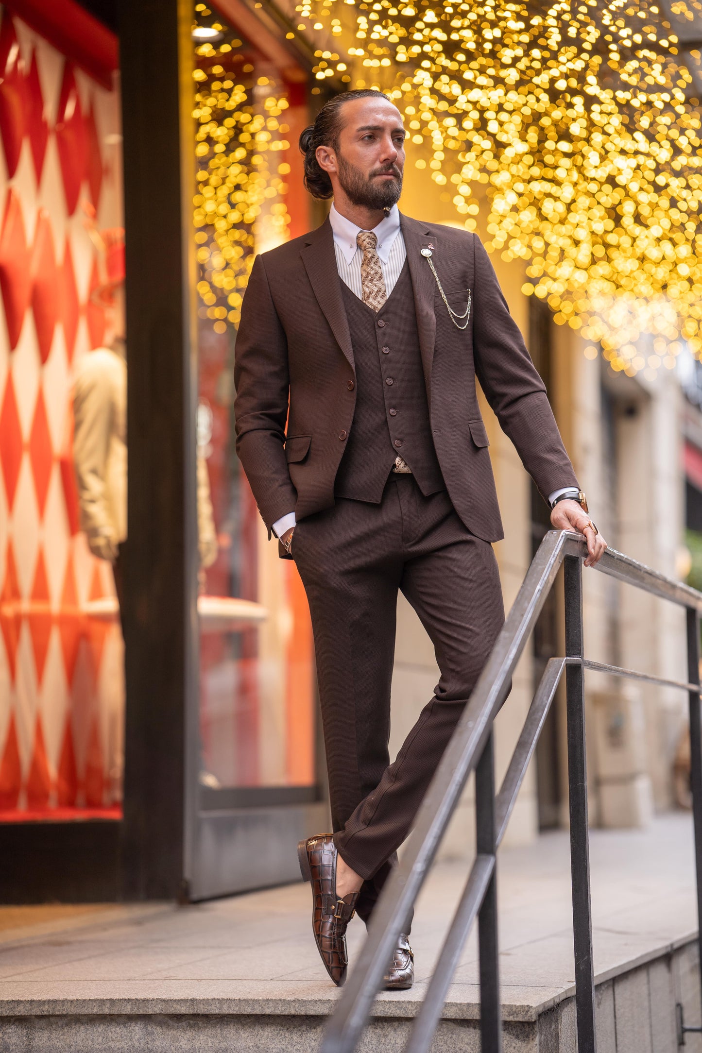 Espresso Elegance Slim Fit Brown Suit