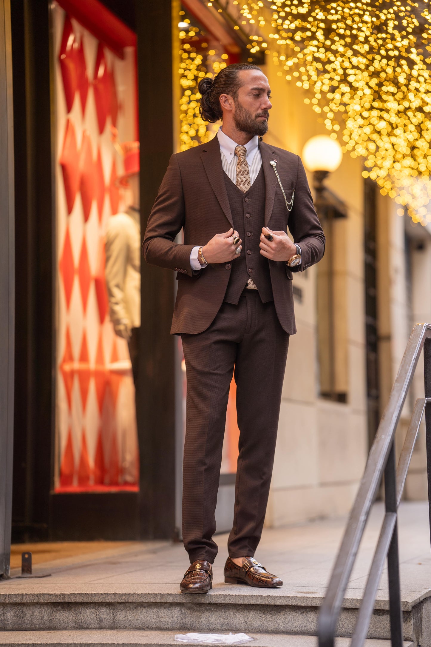 Espresso Elegance Slim Fit Brown Suit