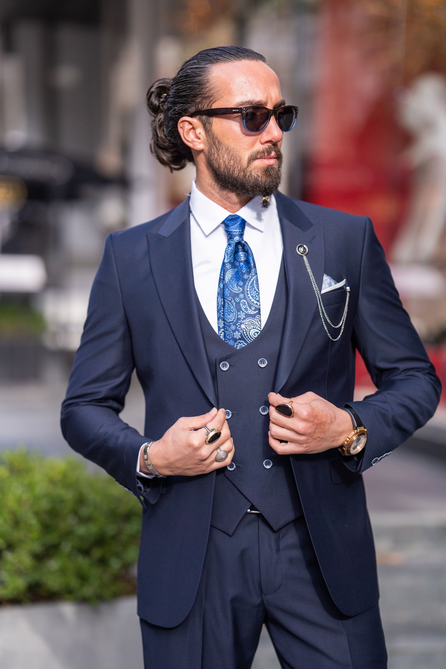 Navy Blue Slim Fit 3-Piece Suit