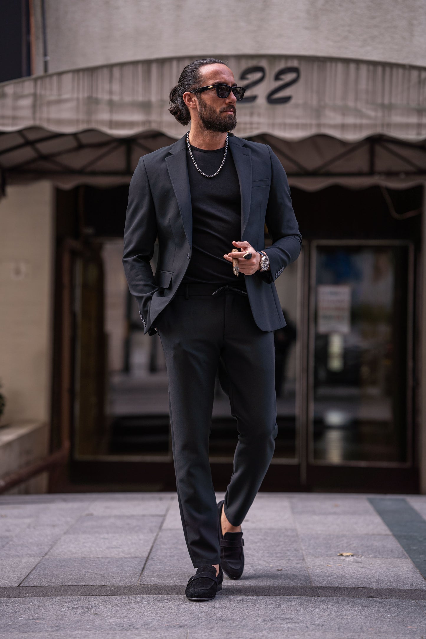 Black Casual Slim Fit Suit for Men