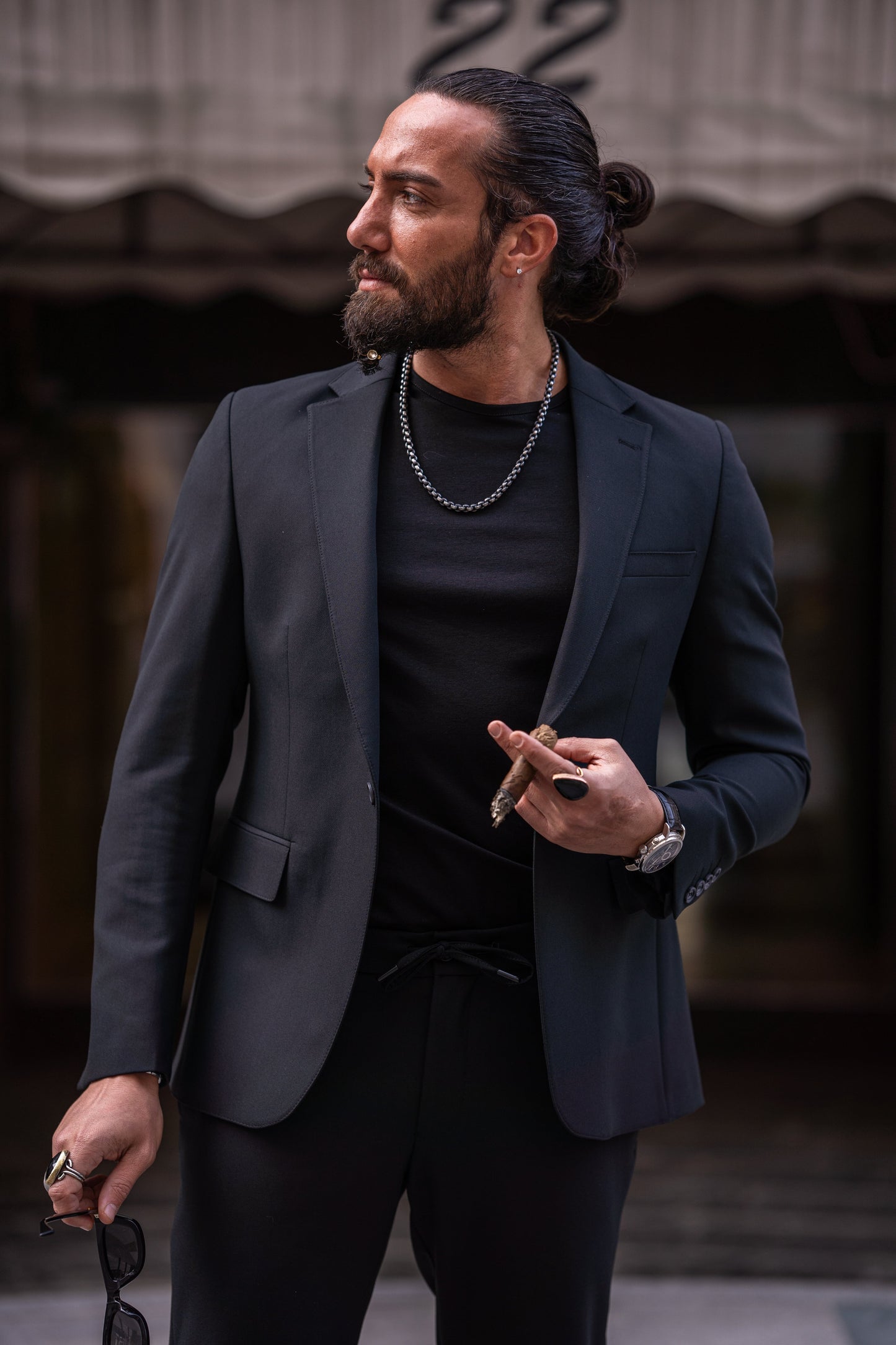 Black Casual Slim Fit Suit for Men