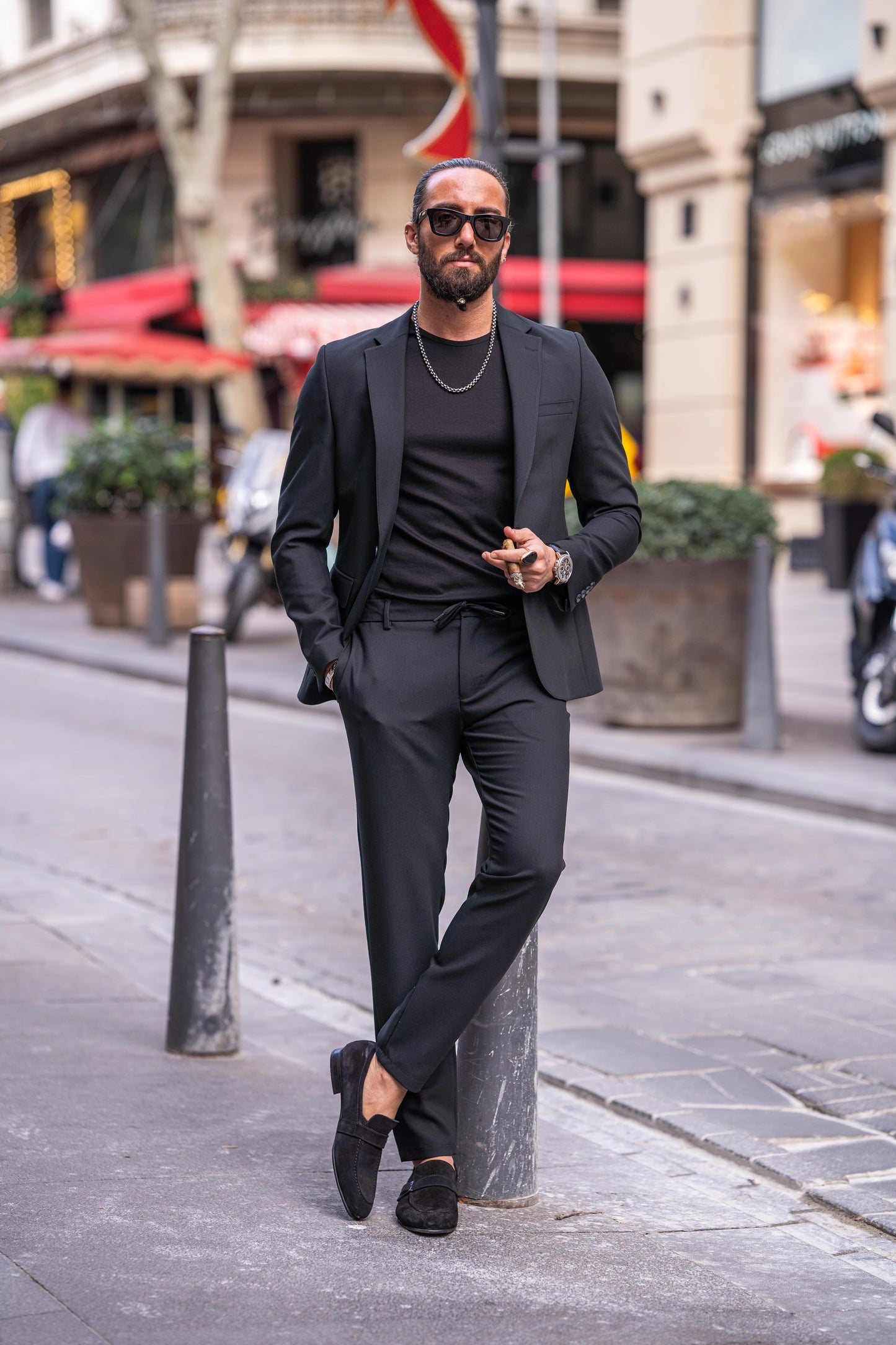 Black Casual Slim Fit Suit for Men