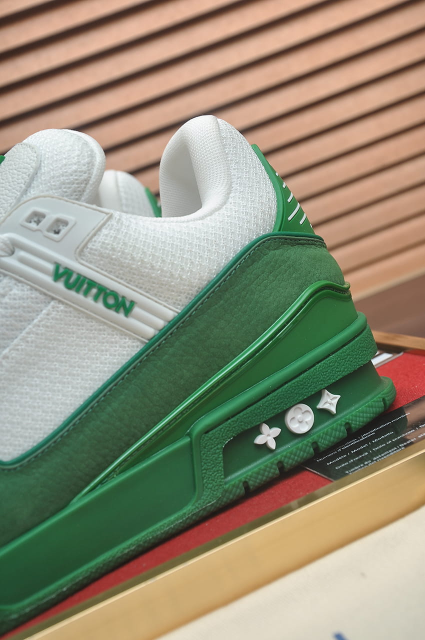 Louis Vuitton LV Trainer Green and White Low-Top Sneakers