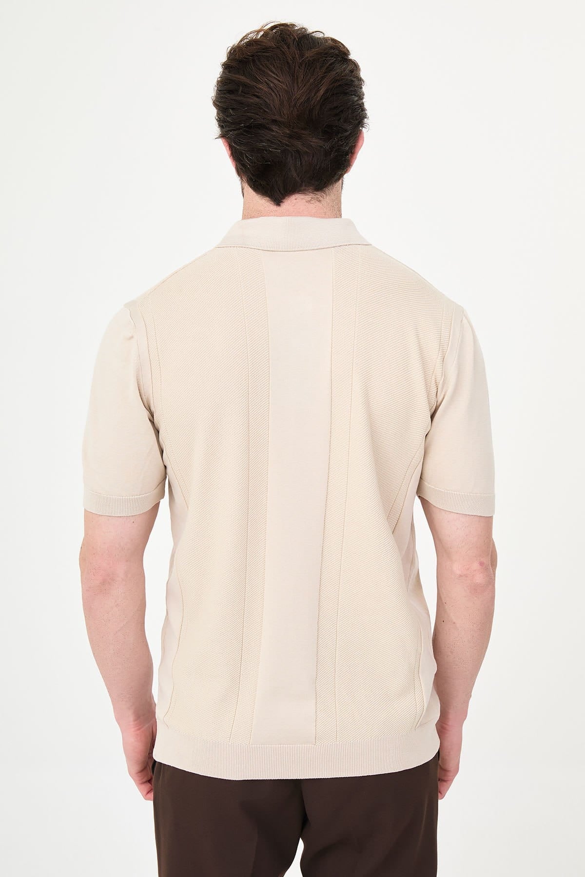 Men’s Beige Knit Polo Shirt