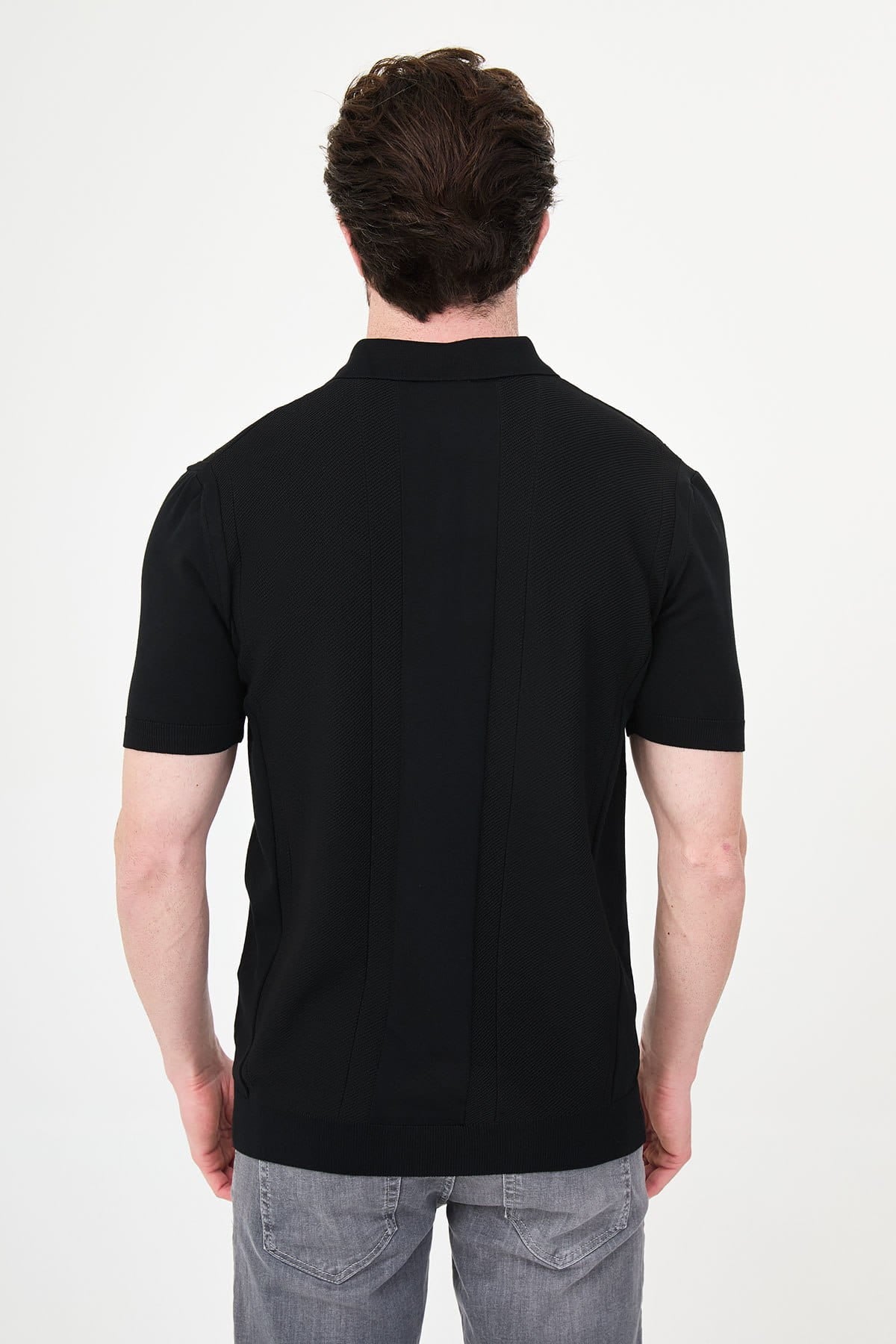 Men’s Black Knit Polo Shirt