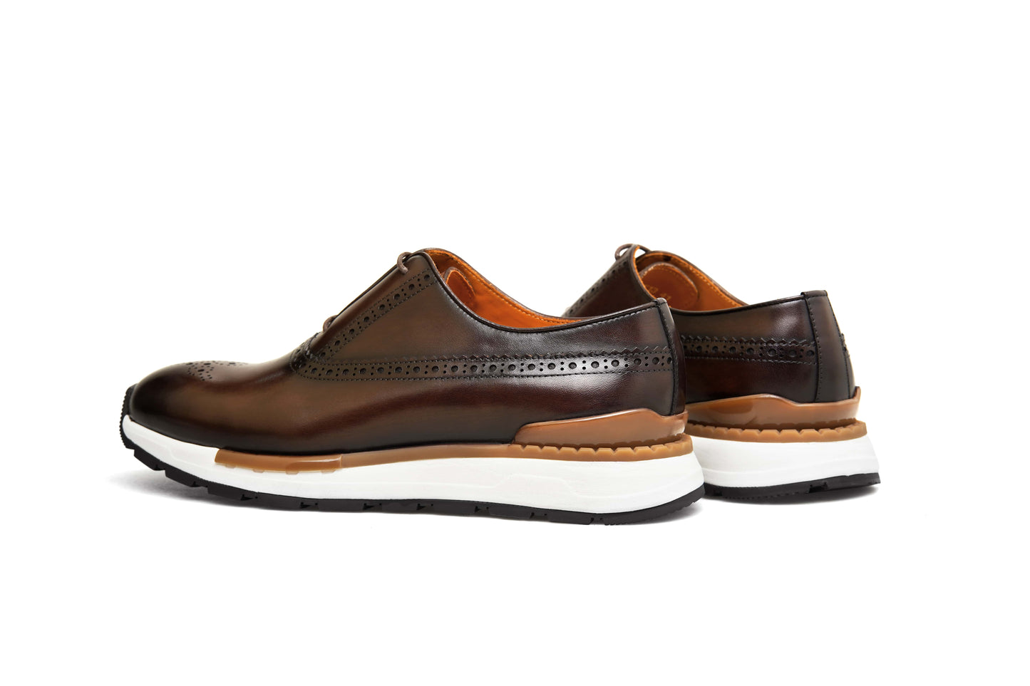 Men’s Brown Leather Brogue Slip-On Sneakers