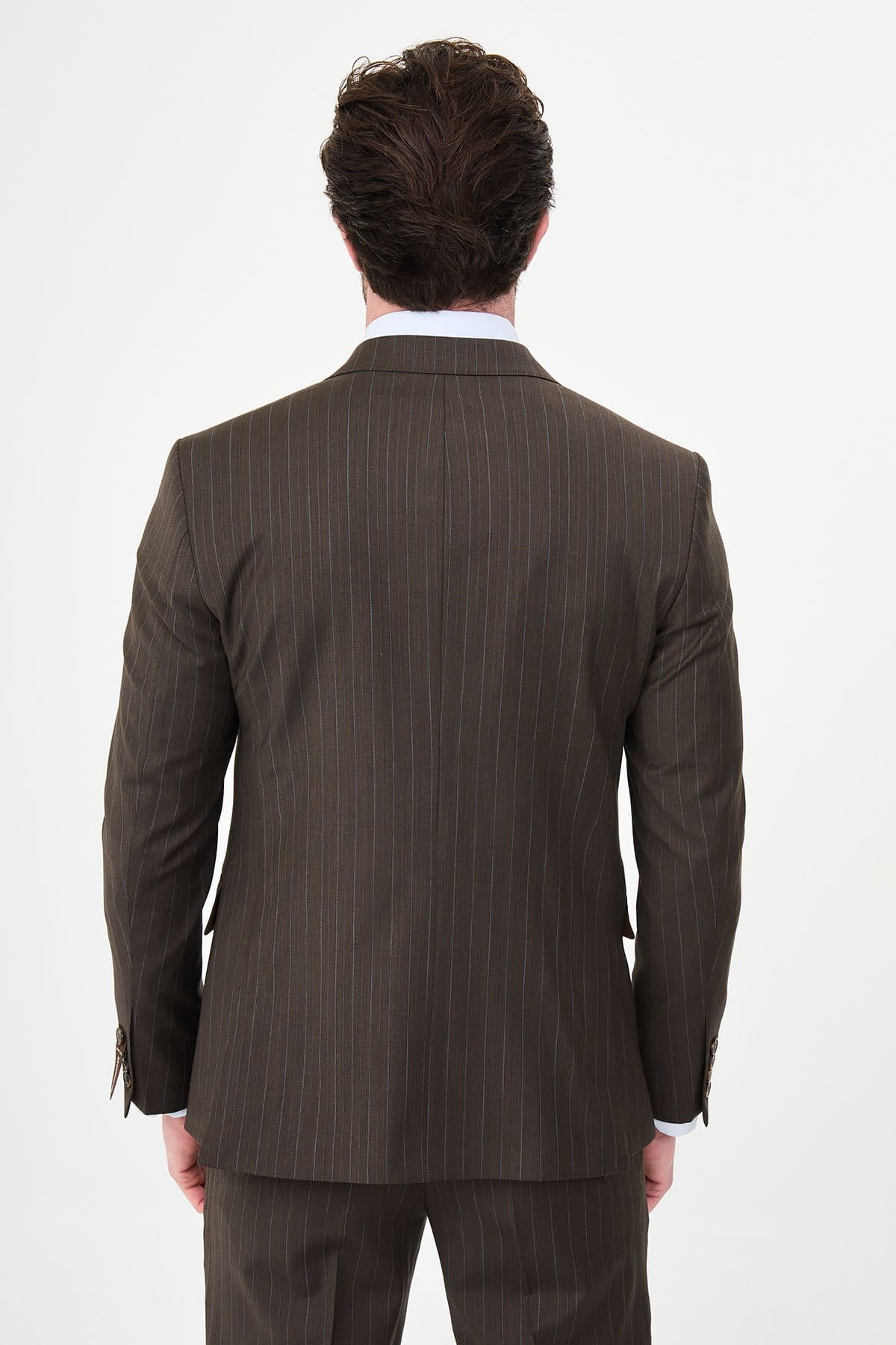 Men’s Chocolate Brown Pinstripe Double-Breasted Suit
