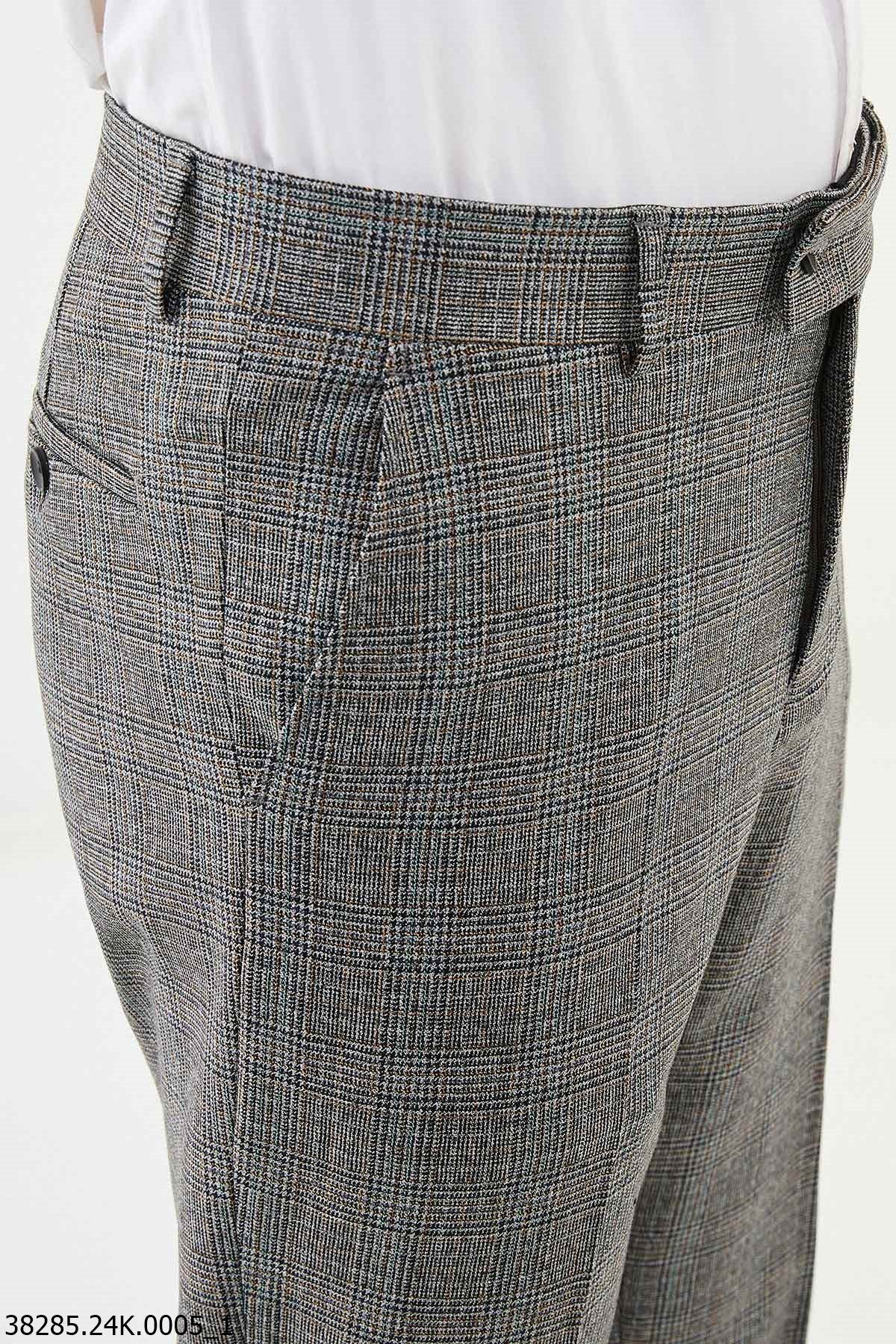 Men’s Gray Check Slim Fit Tailored Trousers