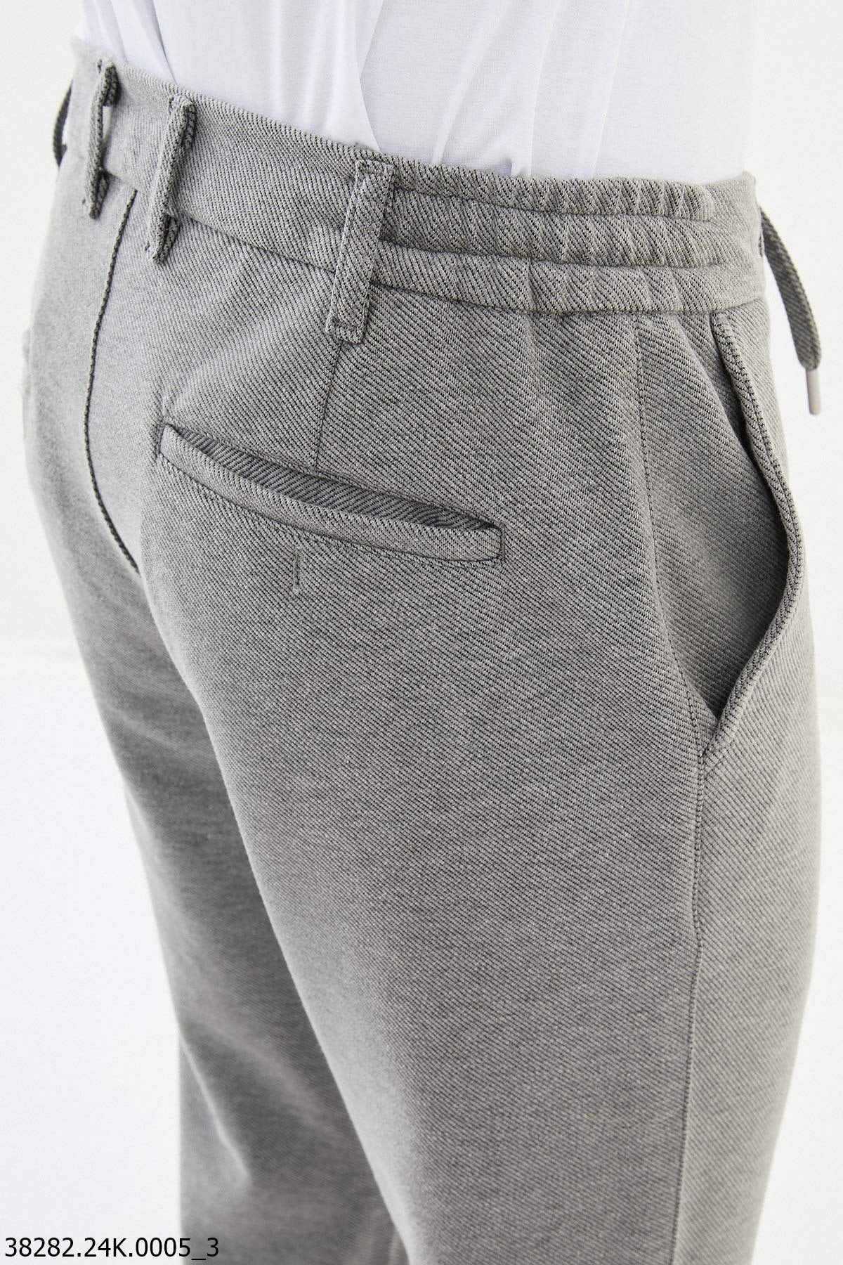 Men’s Light Gray Slim Fit Drawstring Trousers