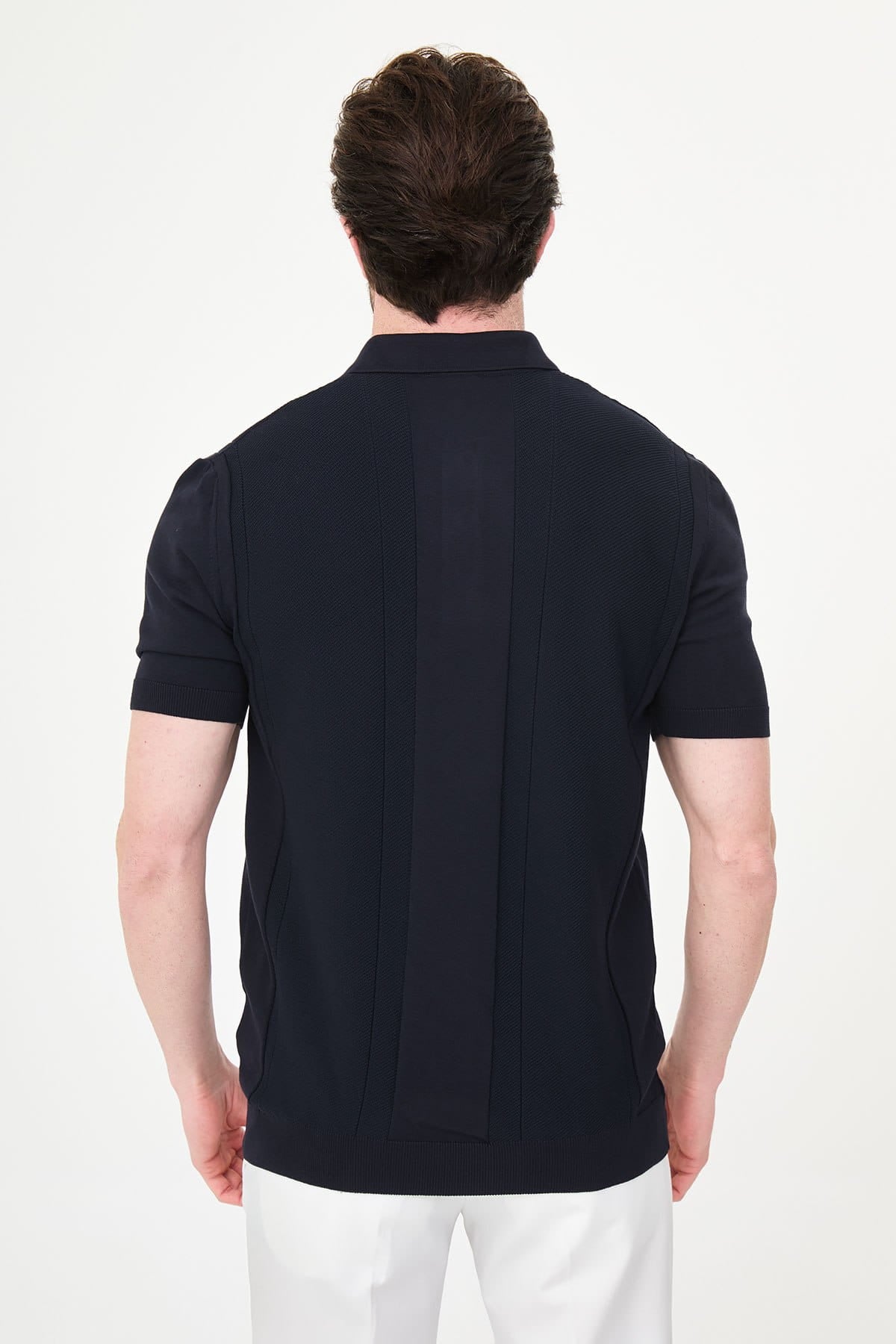 Men’s Navy Blue Knit Polo Shirt