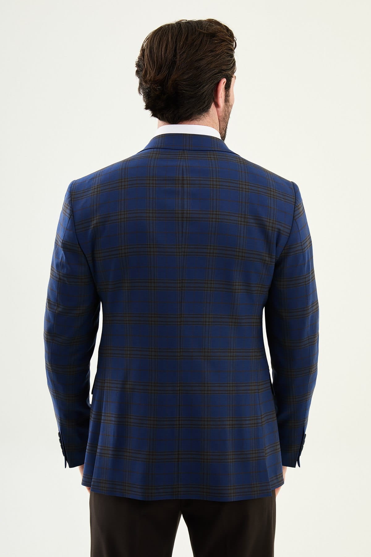 Men’s Royal Blue Check Slim-Fit Suit