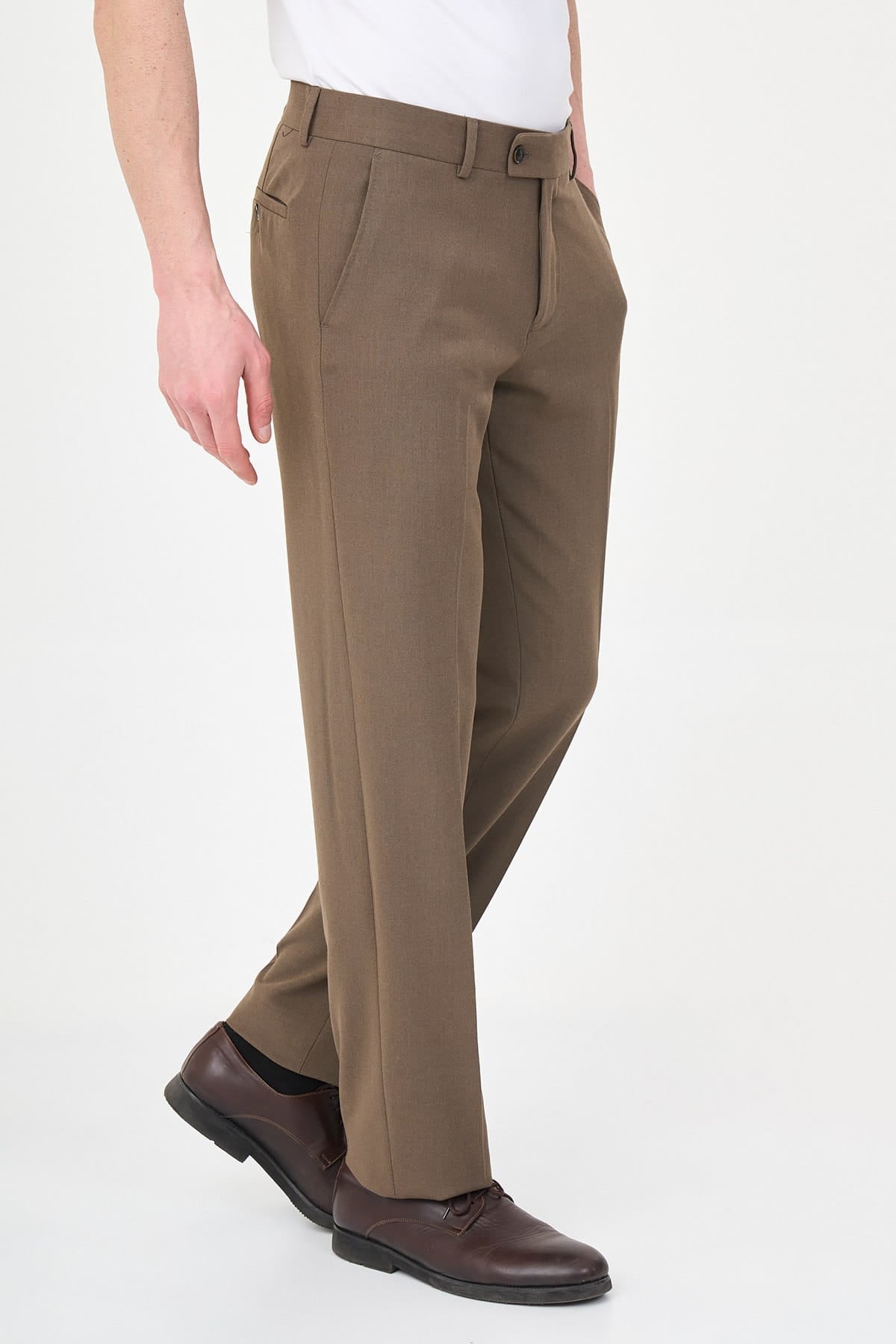Men’s Taupe Brown Slim Fit Formal Trousers