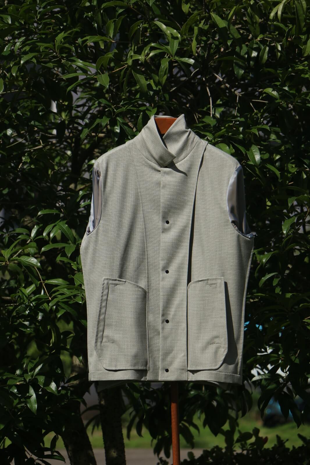 Minimalist Overshirt Jacket in Sage Green Wool Blend