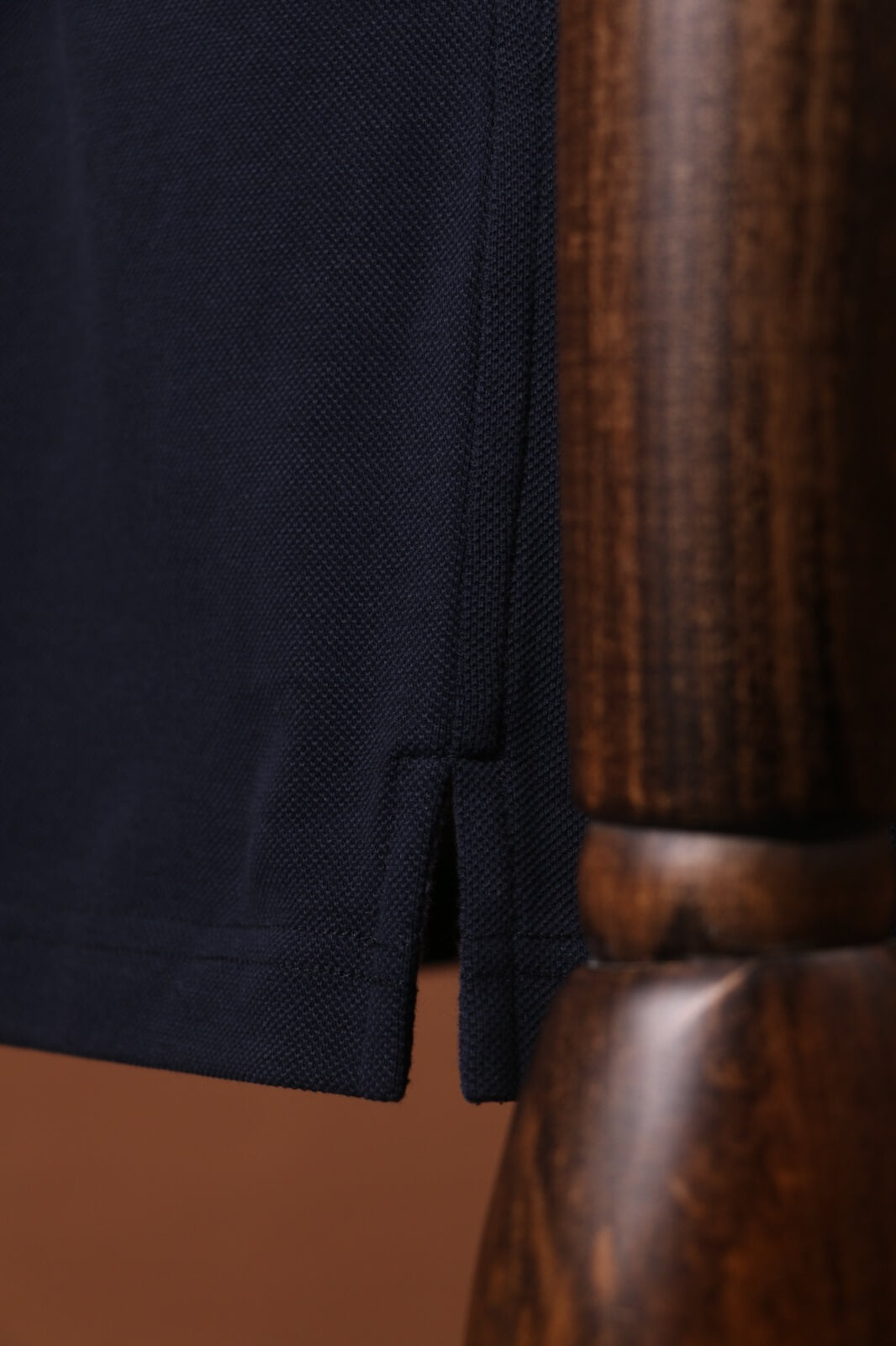 Navy Silk-Velvet Polo with Heritage Check Collar