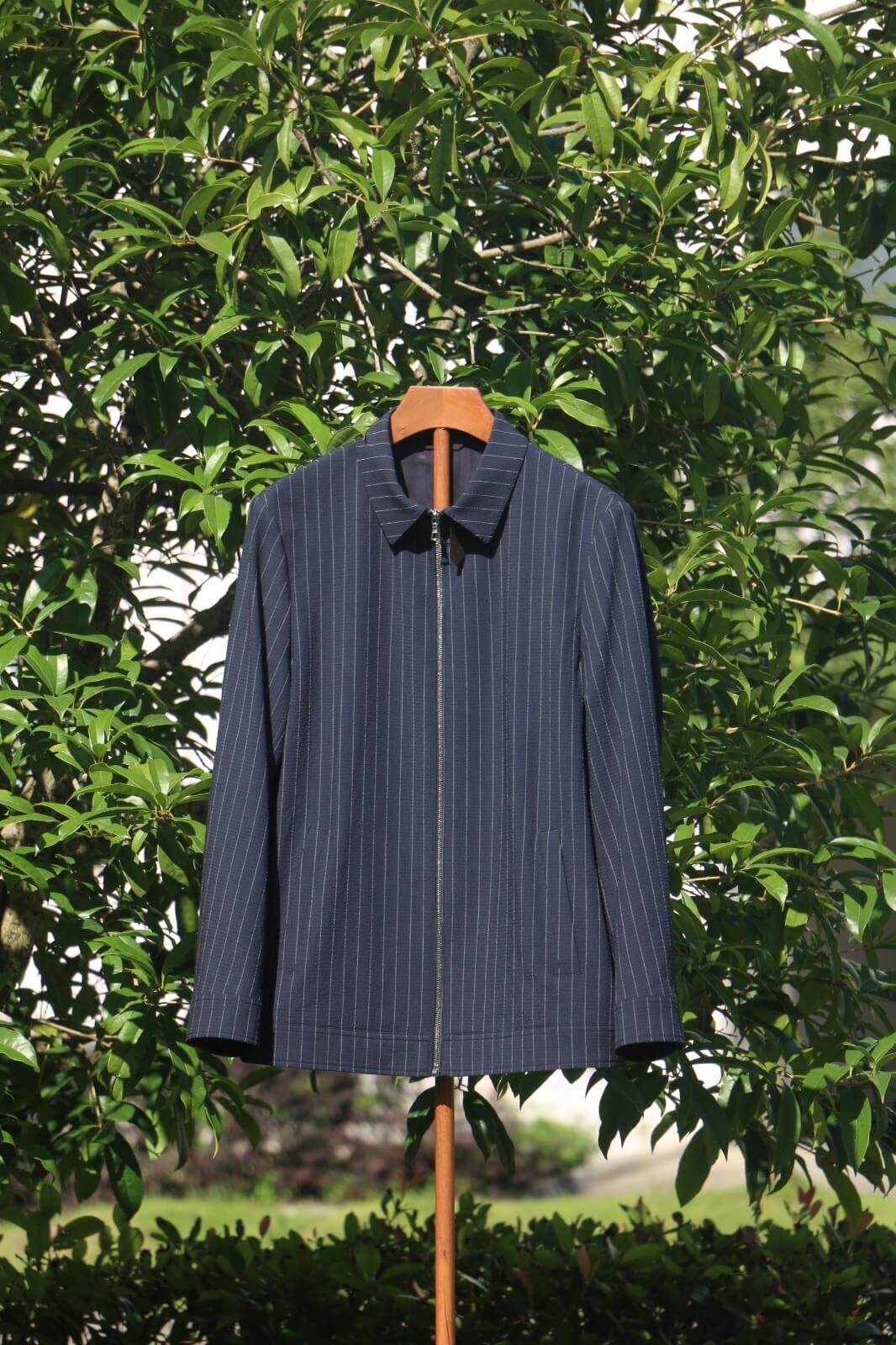 Navy Pinstripe Technical Jacket – Zegna Fabric Edition