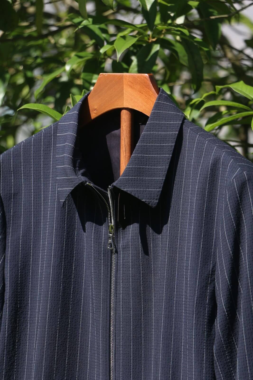 Navy Pinstripe Technical Jacket – Zegna Fabric Edition