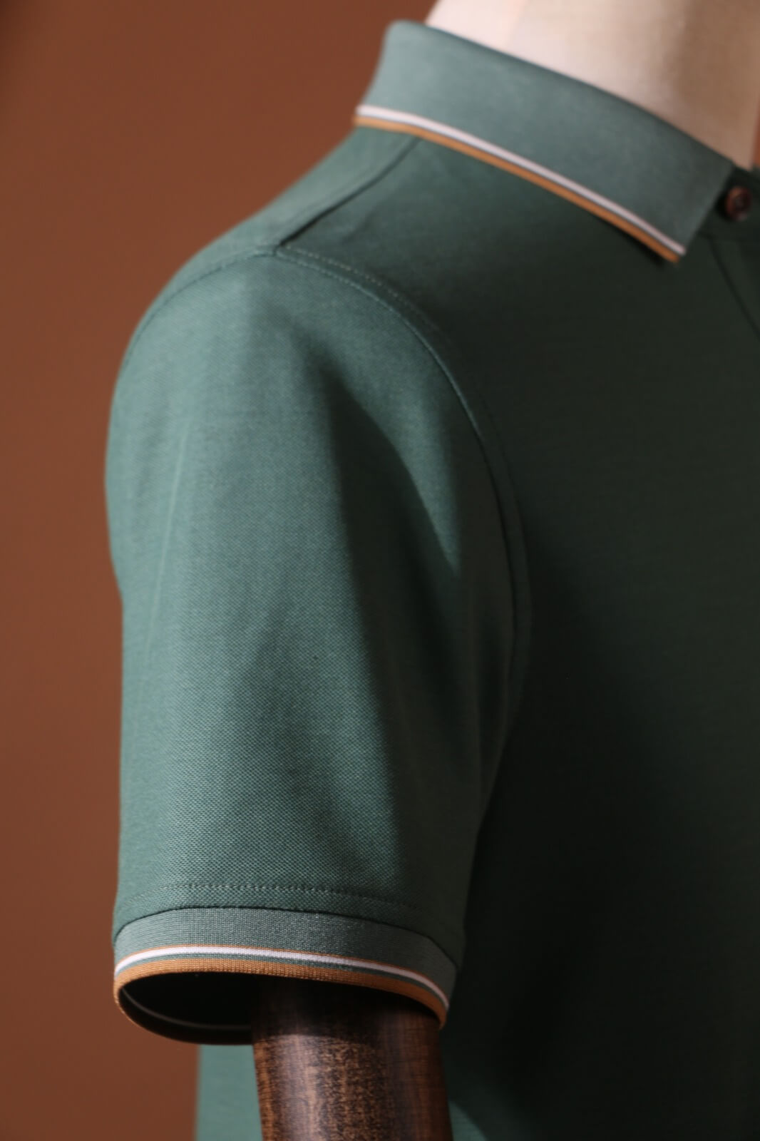 Pine Green Polo Shirt in Mulberry Silk & Velvet Blend