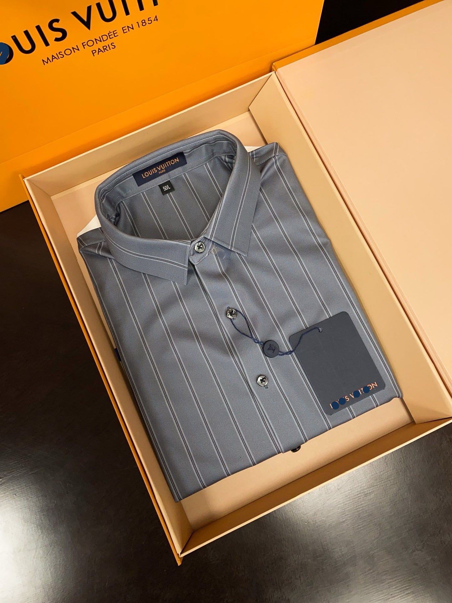 Steel Blue Pinstripe Executive Dress Shirt