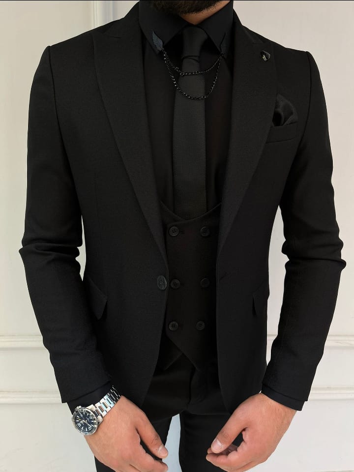Midnight Ensemble Black Suit Set with Shirt Tie Suitharbor