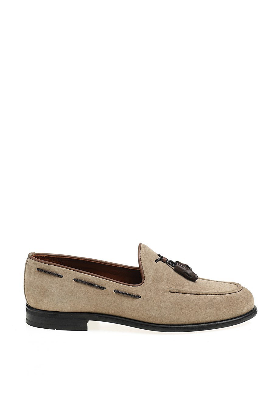 Beige Men's Suede Tassel Loafers - SUITHARBOR