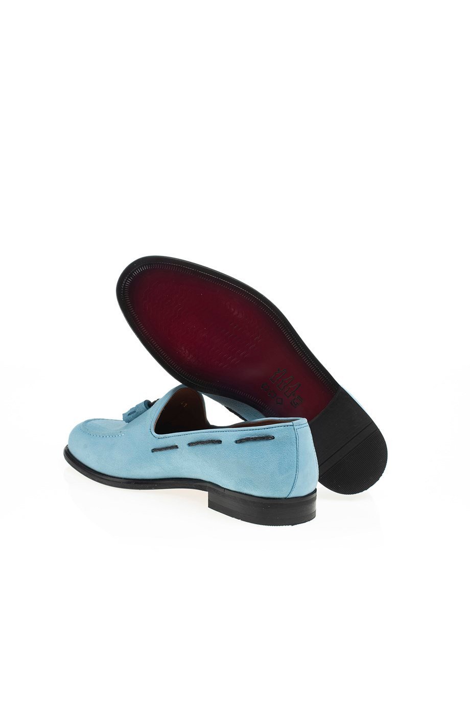 Blue Men's Suede Tassel Loafers - SUITHARBOR
