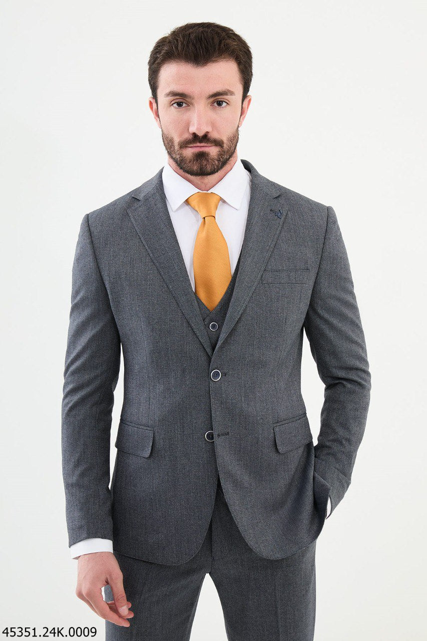 Charcoal Gray Three - Piece Suit - SUITHARBOR