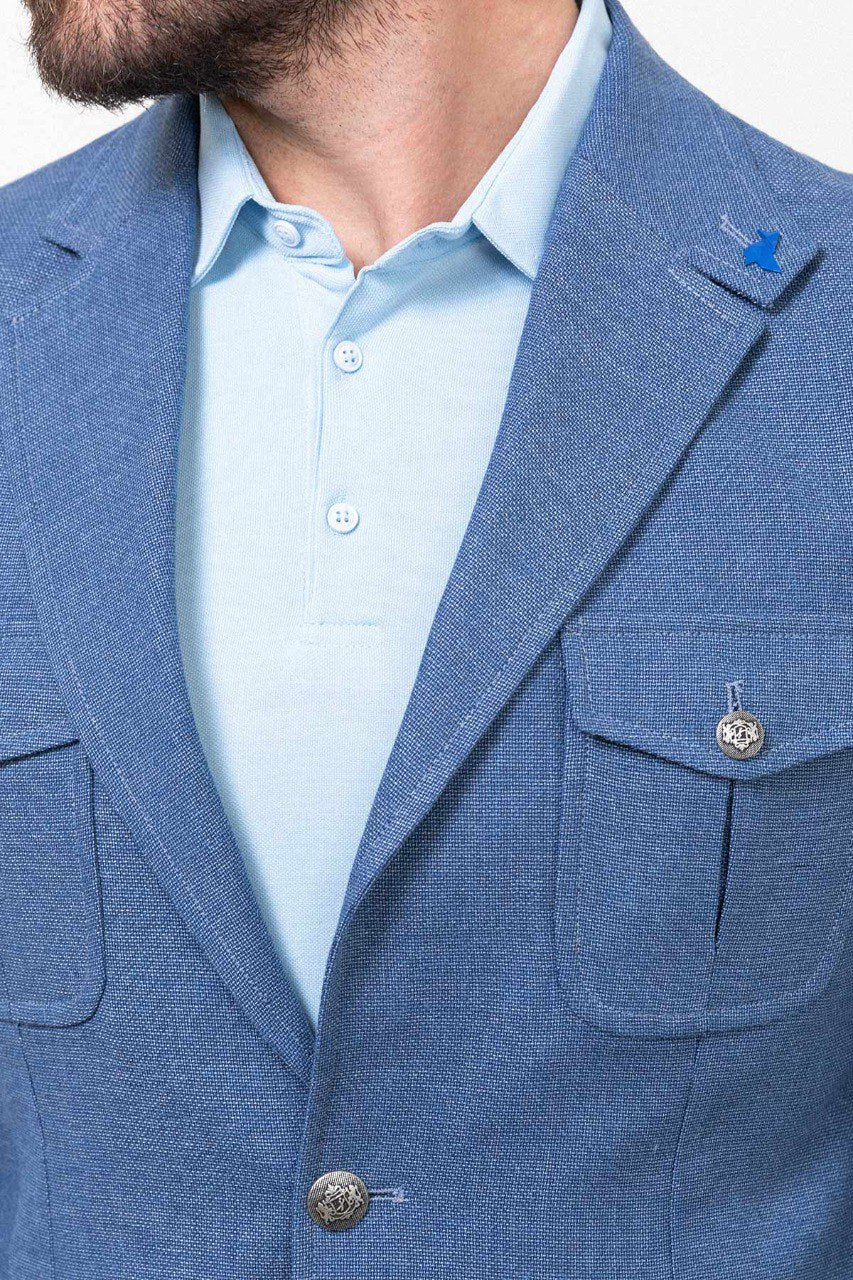 Man wearing a blue blazer.