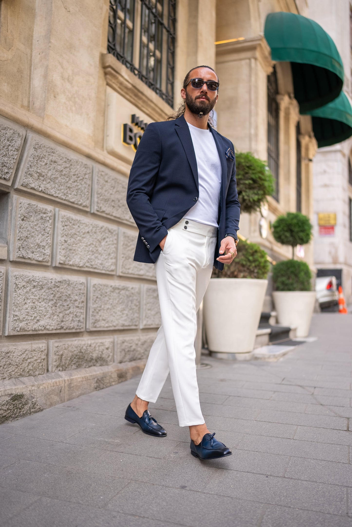 Navy Wool-Blend Blazer
