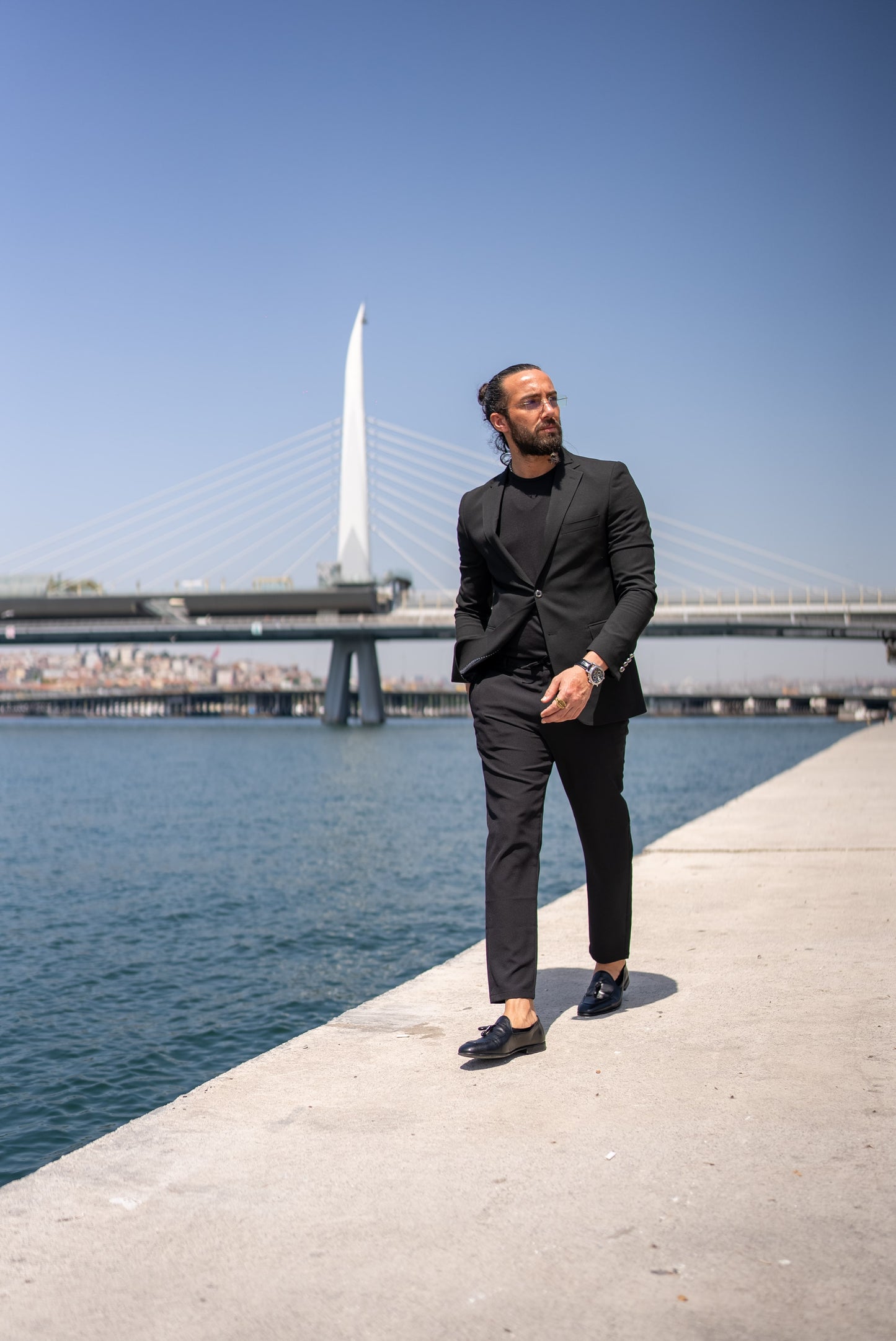 Black Wool-Blend Blazer