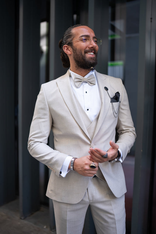 Beige Slim Fit Wedding Tuxedo