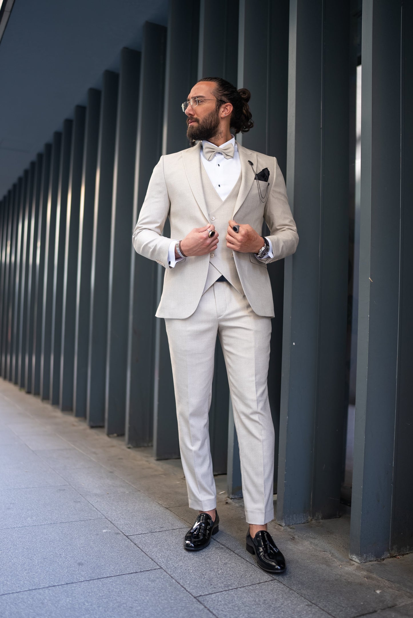 Beige Slim Fit Wedding Tuxedo