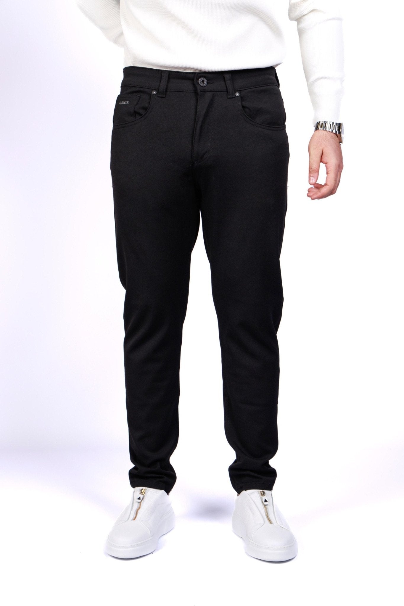 Men’s Black Slim Fit Trousers - SUITHARBOR