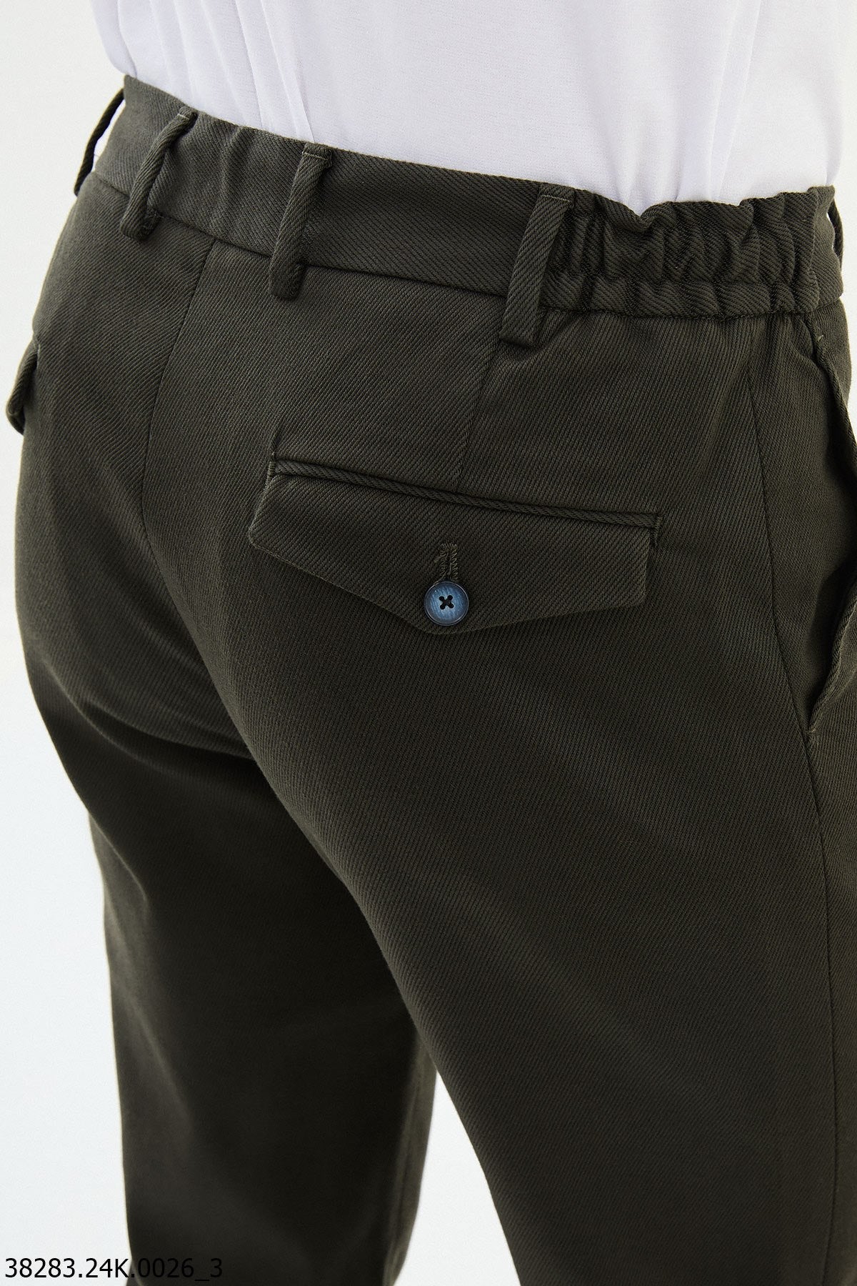 Men’s Khaki Slim Fit Drawstring Smart Trousers - SUITHARBOR