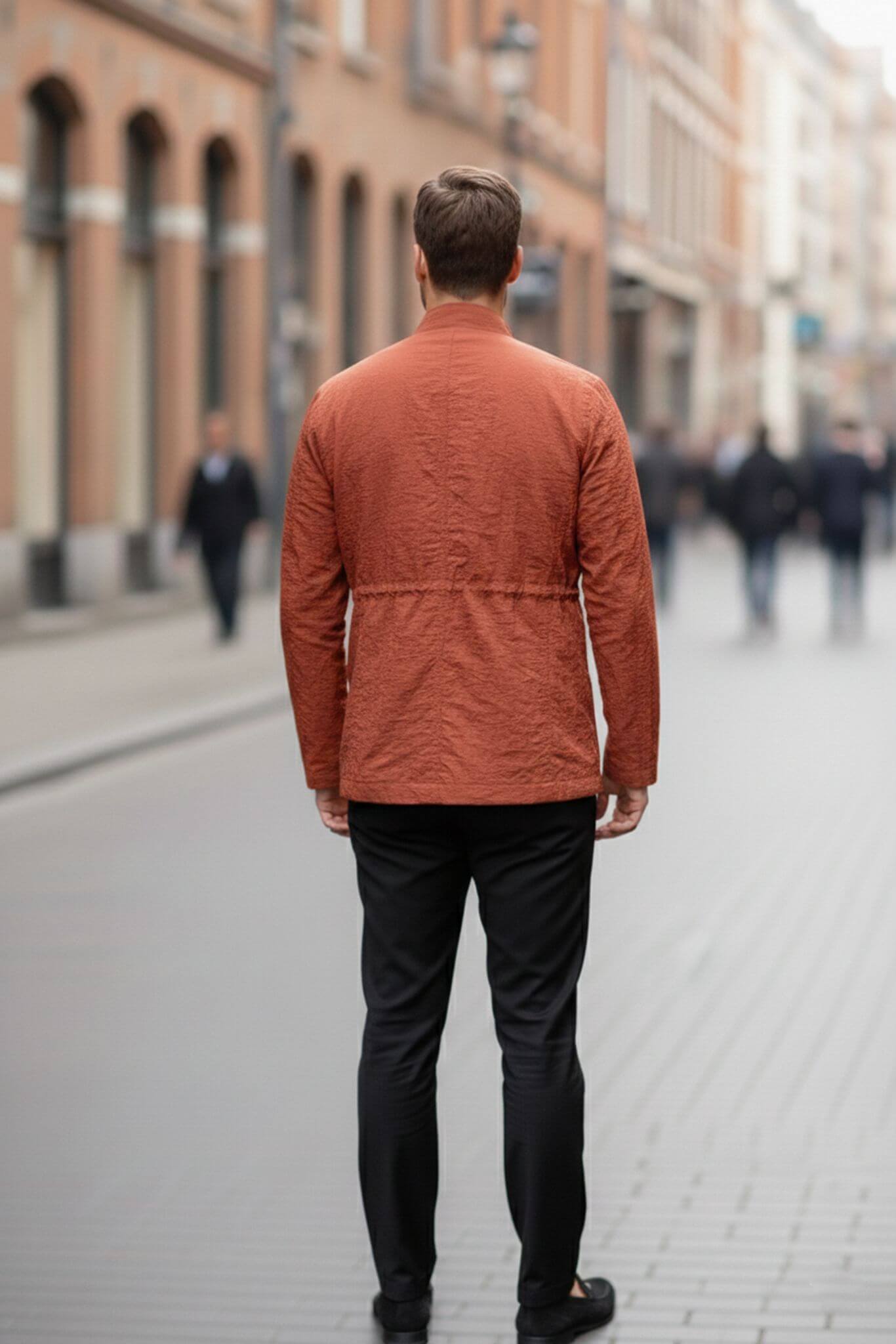 Men's Rust Field Jacket with Slim Fit Adjustable Waist - SUITHARBOR