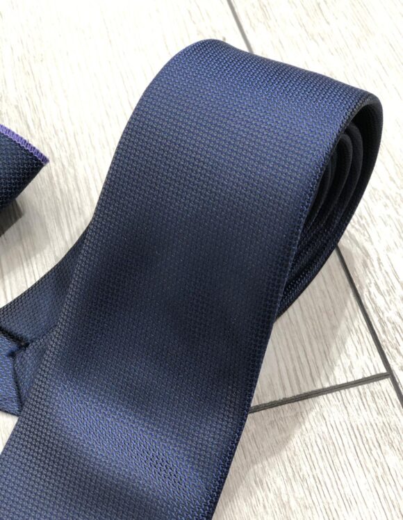 Navy Blue Textured Tie for Men - SUITHARBOR