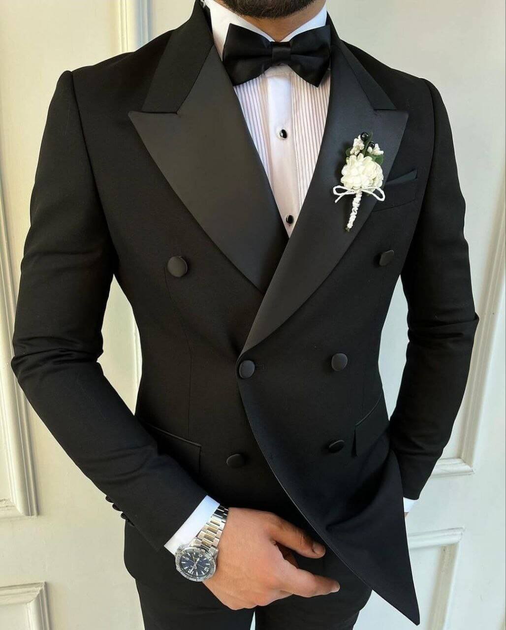 Midnight Satin Peak Tuxedo