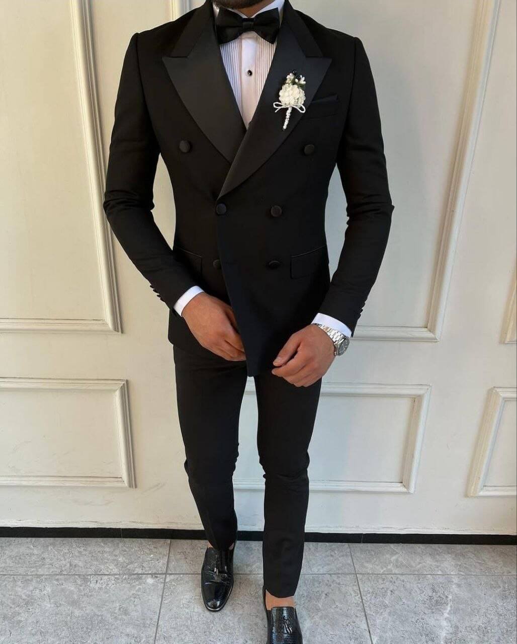 Midnight Satin Peak Tuxedo